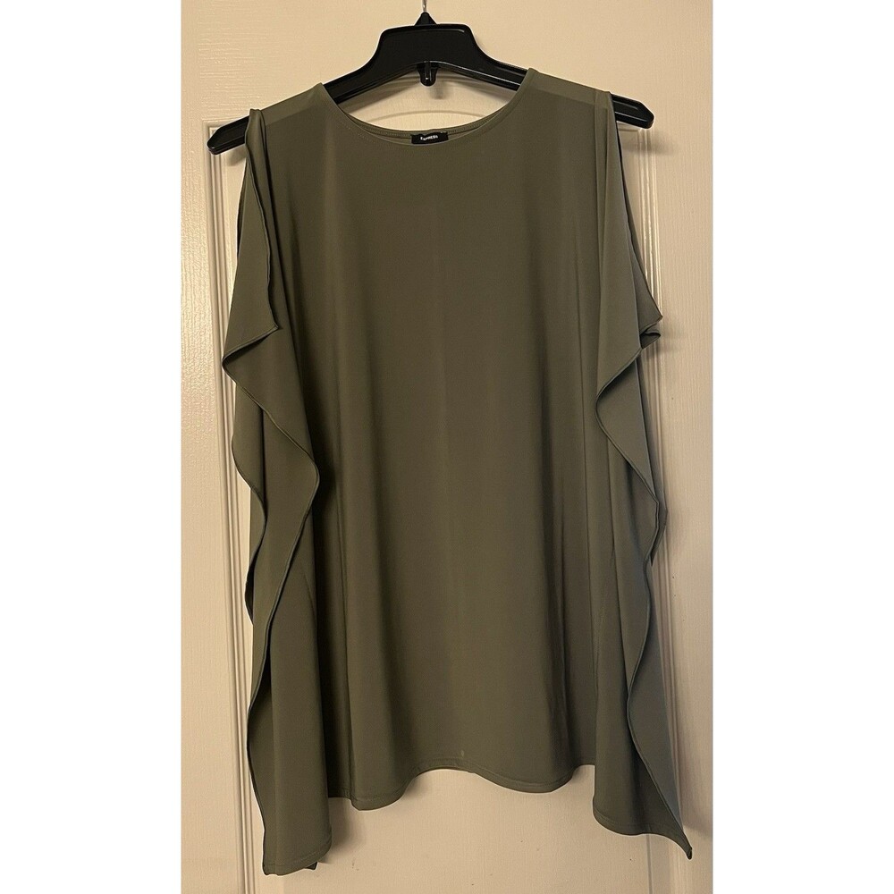 Express Women’s Relaxed Crew Neck Draped Sleeve Tee Size M Cactus